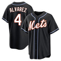 TRASK NY.Mets #4 Francisco Alvarez Player Black Fashion Out Game Stitched Jerseys