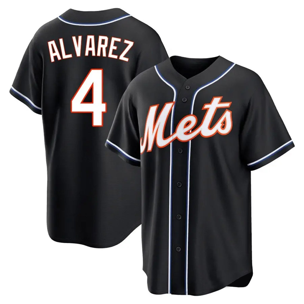 TRASK NY.Mets #4 Francisco Alvarez Player Black Fashion Out Game Stitched Jerseys