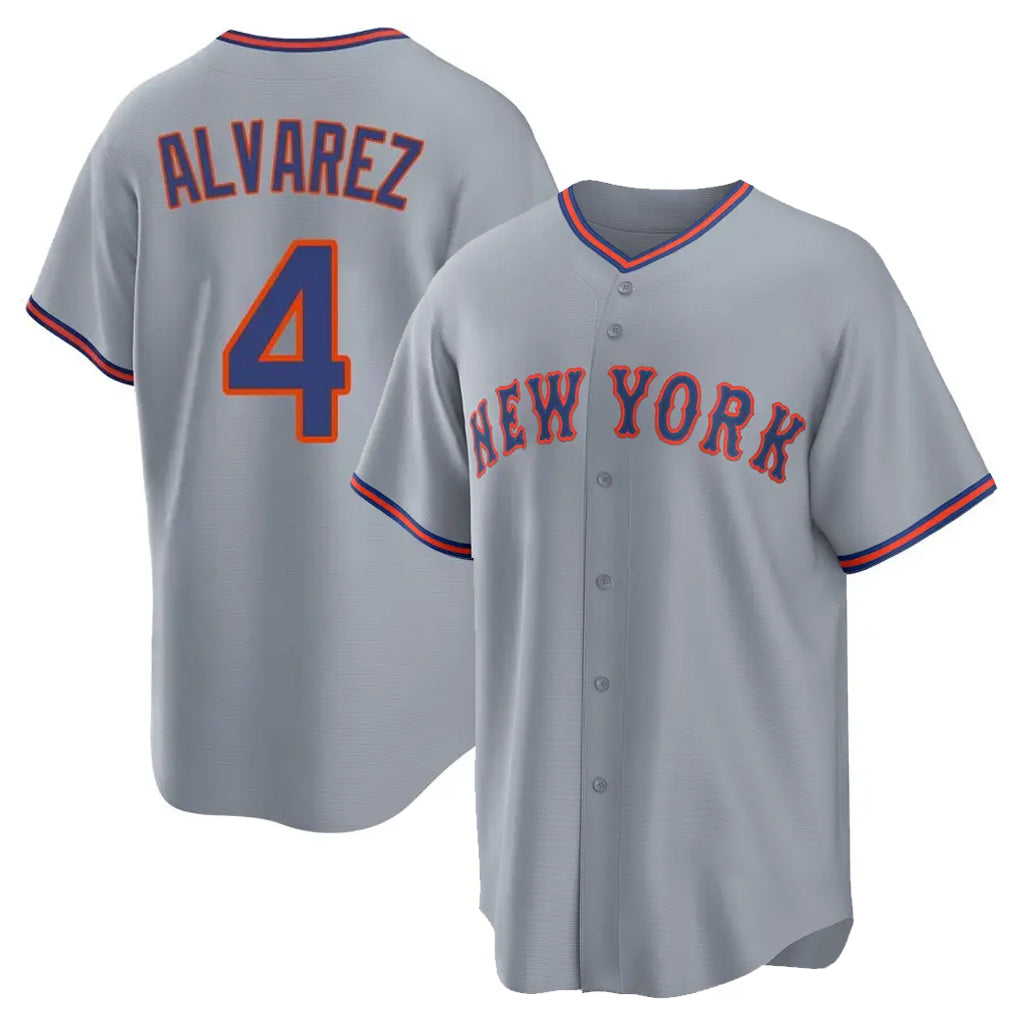 TRASK NY.Mets #4 Francisco Alvarez Player Gray Road Home Game Stitched Jerseys