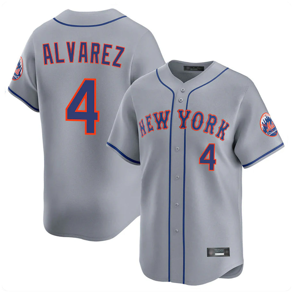 TRASK NY.Mets #4 Francisco Alvarez Player Gray Road Limited Home Stitched Jerseys