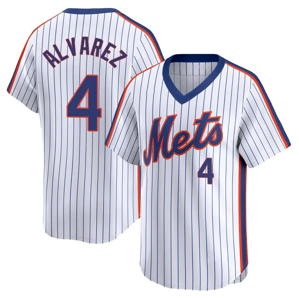 TRASK NY.Mets #4 Francisco Alvarez Player White Cooperstown Collection T-shirt Game Stitched Jerseys