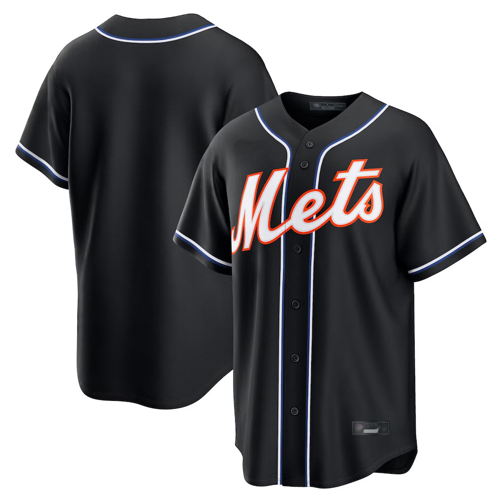 TRASK NY.Mets Blank Player Fashion Black Out Game Stitched Jerseys