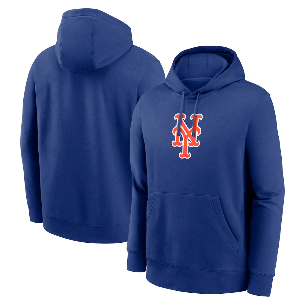 TRASK NY.Mets Blank Player Royal Logo Club Fleece Hoodie Home Stitched Jerseys