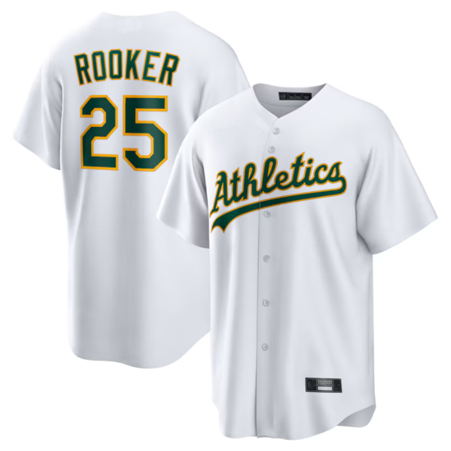 TRASK Athletics #25 Brent Rooker Player White Home Replica Jersey American Stitched Personalized Jerseys