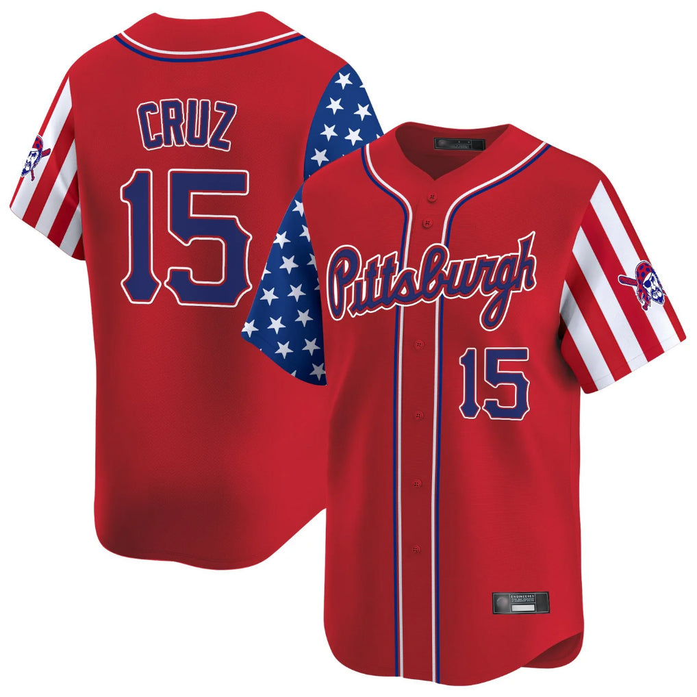 TRASK P.Pirates #15 Oneil Cruz Player Red 2025 Independence Day Vapor Premier Limited Stitched Jerseys