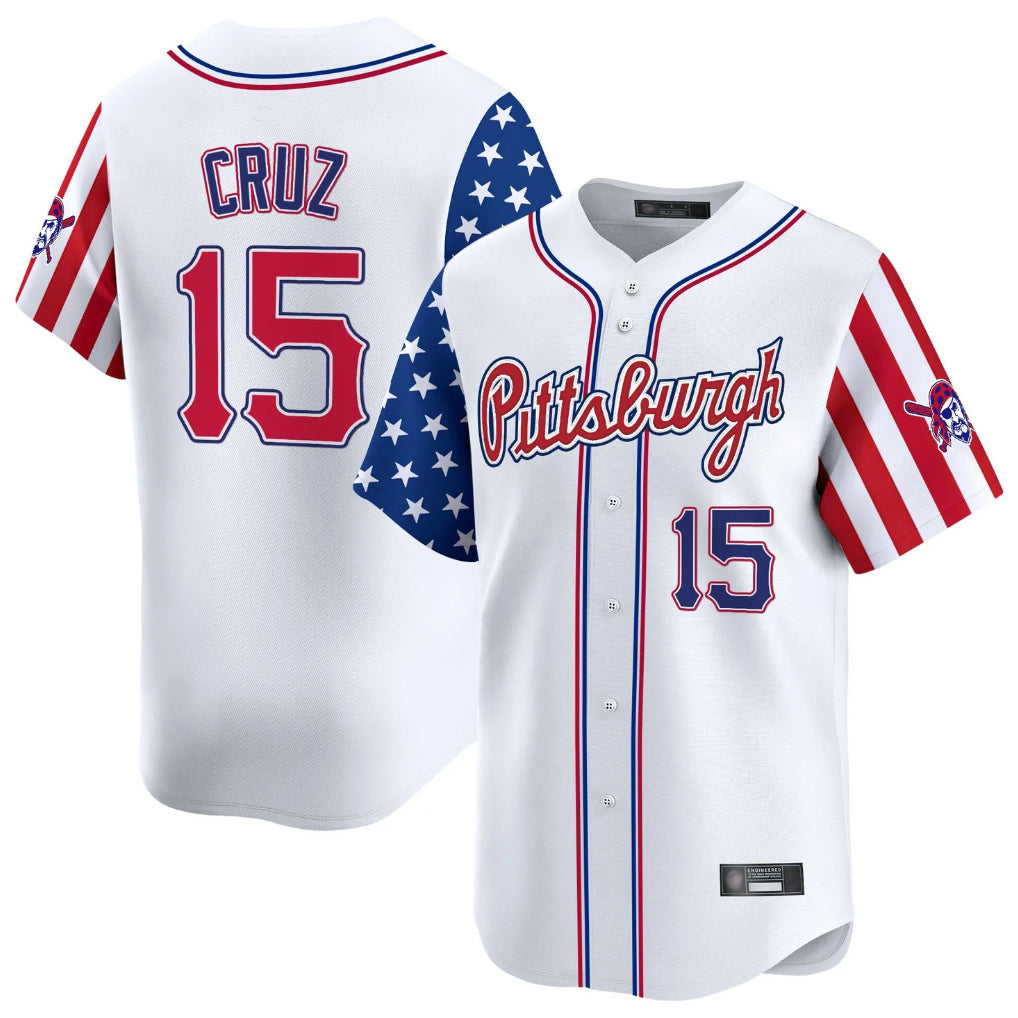 TRASK P.Pirates #15 Oneil Cruz Player White 2025 Independence Day Vapor Premier Limited Stitched Jerseys