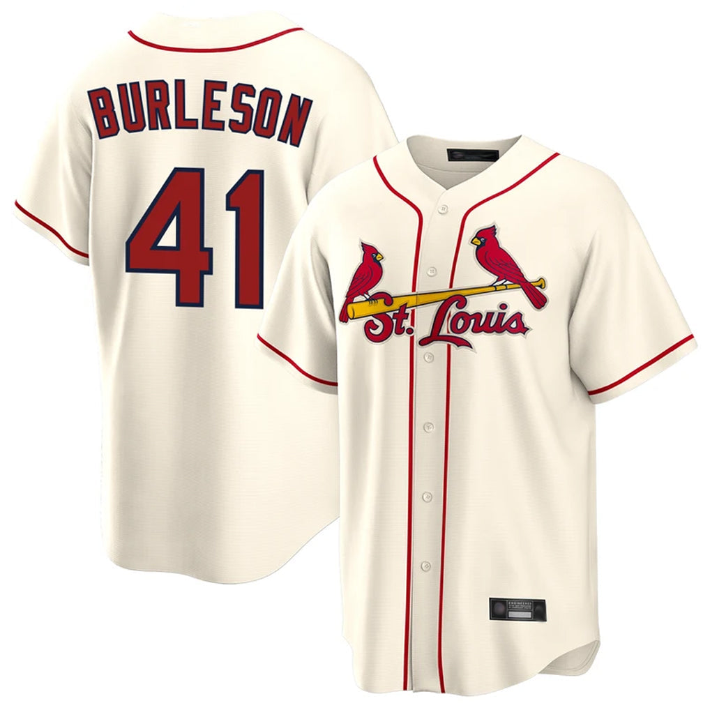 TRASK St. Louis Cardinals #41 Alec Burlesona Player Cream Home Game Stitched Jerseys