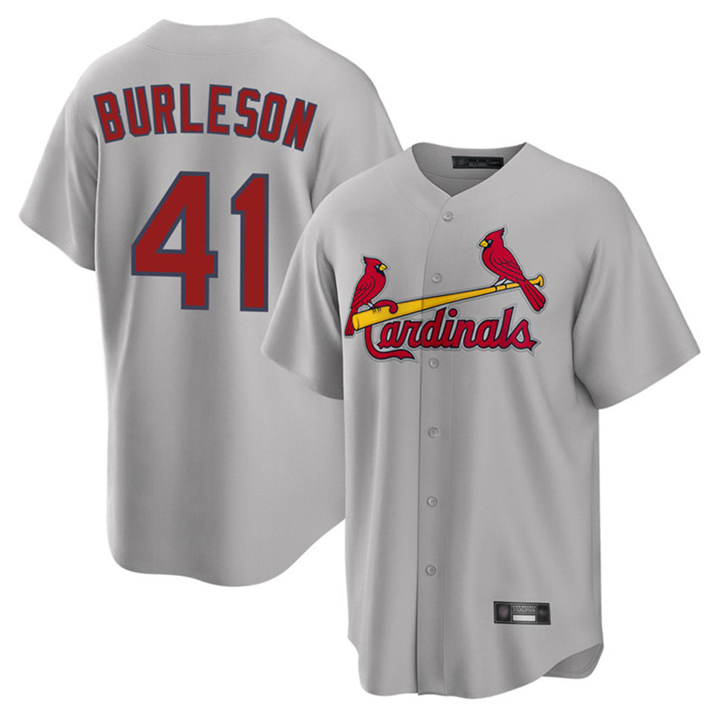 TRASK St. Louis Cardinals #41 Alec Burlesona Player Gray Home Game Stitched Jerseys