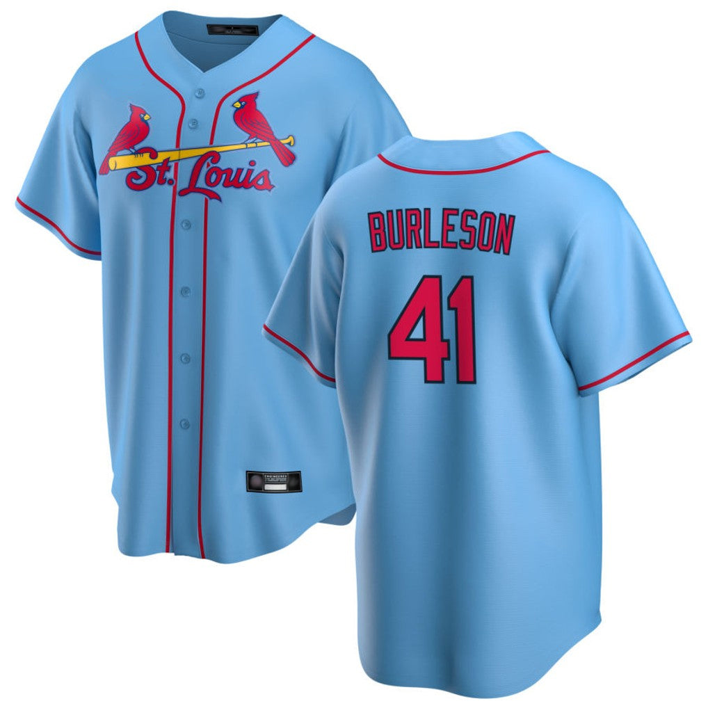 TRASK St. Louis Cardinals #41 Alec Burlesona Player Light Blue Home Game Stitched Jerseys