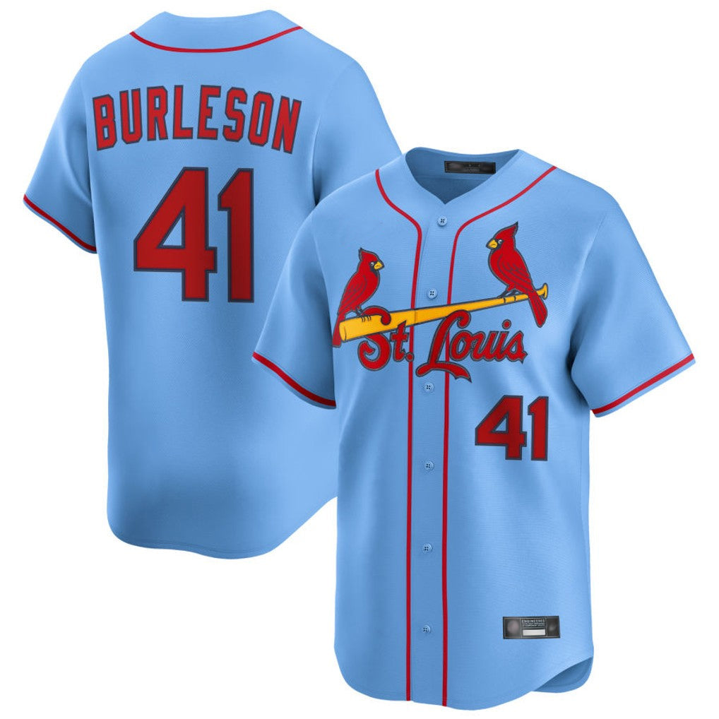 TRASK St. Louis Cardinals #41 Alec Burlesona Player Light Blue Home Limited Stitched Jerseys