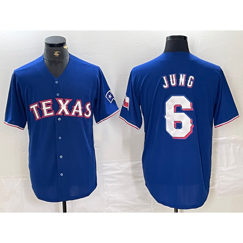 TRASK Texas Rangers #6 Josh Jung Blue  Stitched Cool Base Jersey