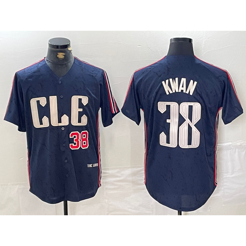 TRASK  Cleveland Guardians #38 Steven Kwan Number Navy  2024 City Connect Limited Stitched Jersey