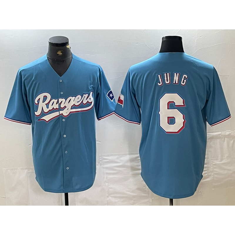 TRASK Texas Rangers #6 Josh Jung Light Blue  Team Logo Cool Base Jersey