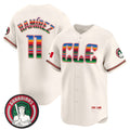 TRASK  Cleveland Guardians #11 Jos¨¦ Ram¨ªrez Cream  Mexico Vapor Premier Limited Stitched Jersey